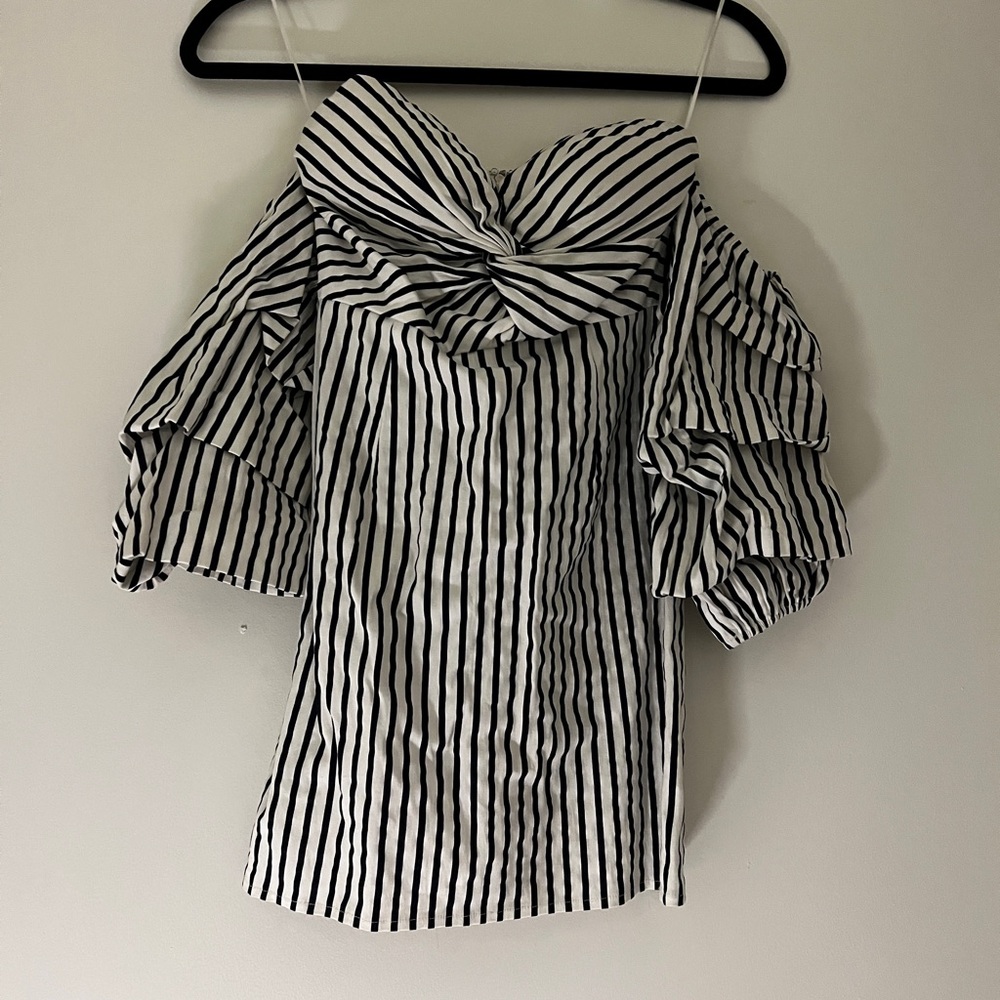 Small navy and white stripped short dress with sleeves